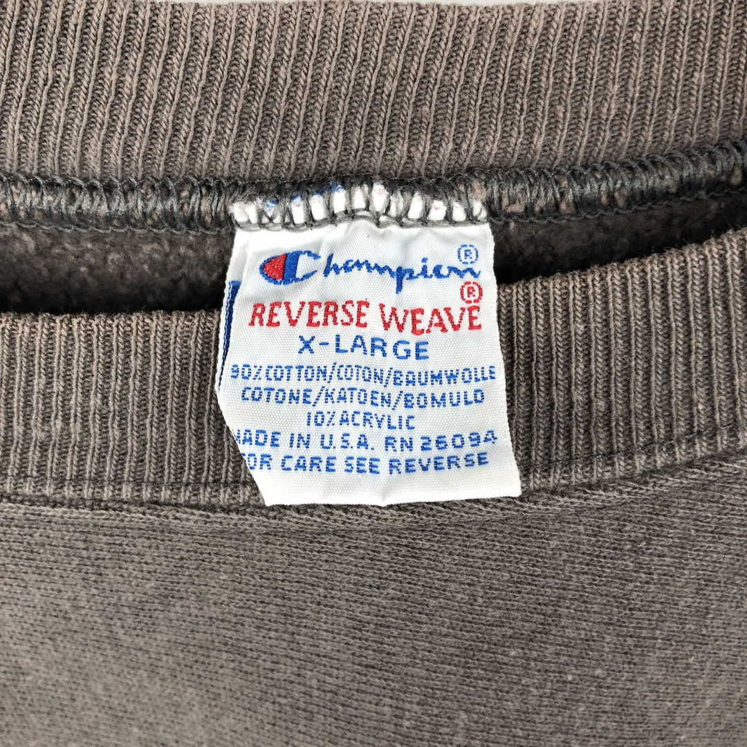 90'S Champion Reverse Weave College Sweatshirt, Made in USA, Men's XL, Vintage cotton brown type Vintage Second Hand