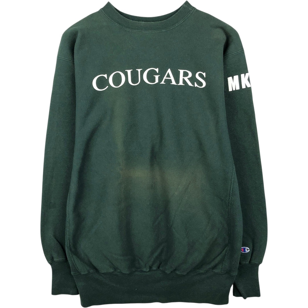 90'S Champion Reverse Weave College Sweatshirt, Made in USA, Men's XXL equivalent, Vintage cotton green type Vintage Second Hand