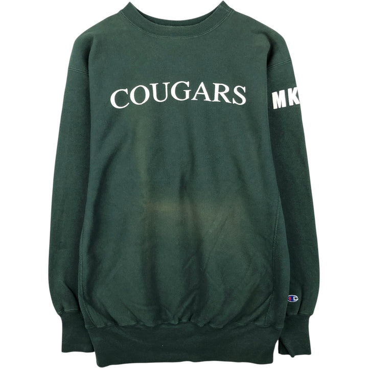 90'S Champion Reverse Weave College Sweatshirt, Made in USA, Men's XXL equivalent, Vintage cotton green type Vintage Second Hand