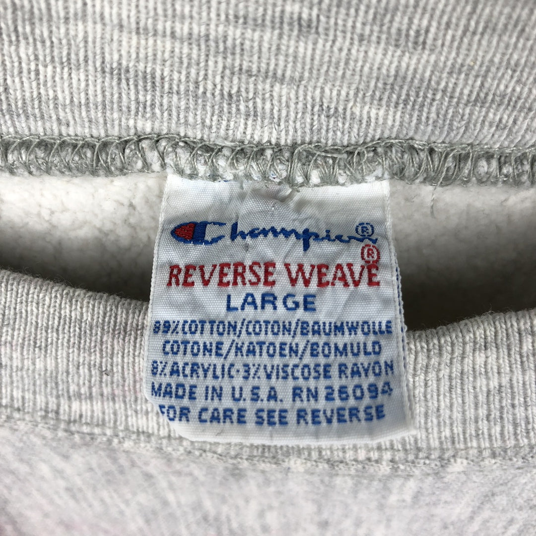 90'S Champion Reverse Weave College Sweatshirt, Made in USA, Men's Size L, Vintage cotton gray type Vintage Second Hand