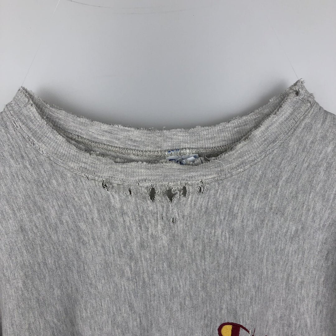 90'S Champion Reverse Weave Logo Sweatshirt, Made in USA, Men's XL, Vintage cotton gray type Vintage Second Hand