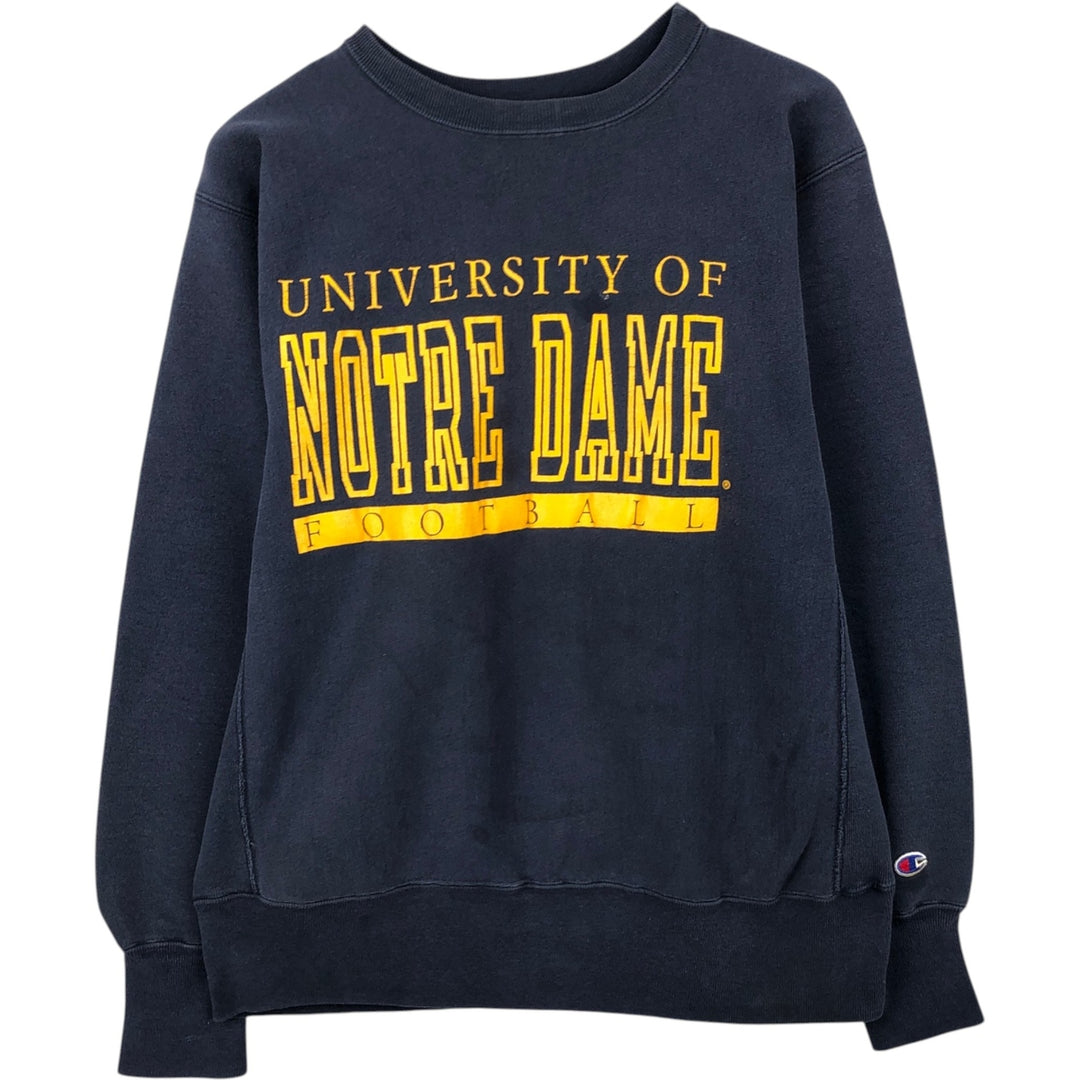90'S Champion Reverse Weave College Sweatshirt, Made in USA, Men's Size L (Equivalent), Vintage cotton navy blue type Vintage Second Hand