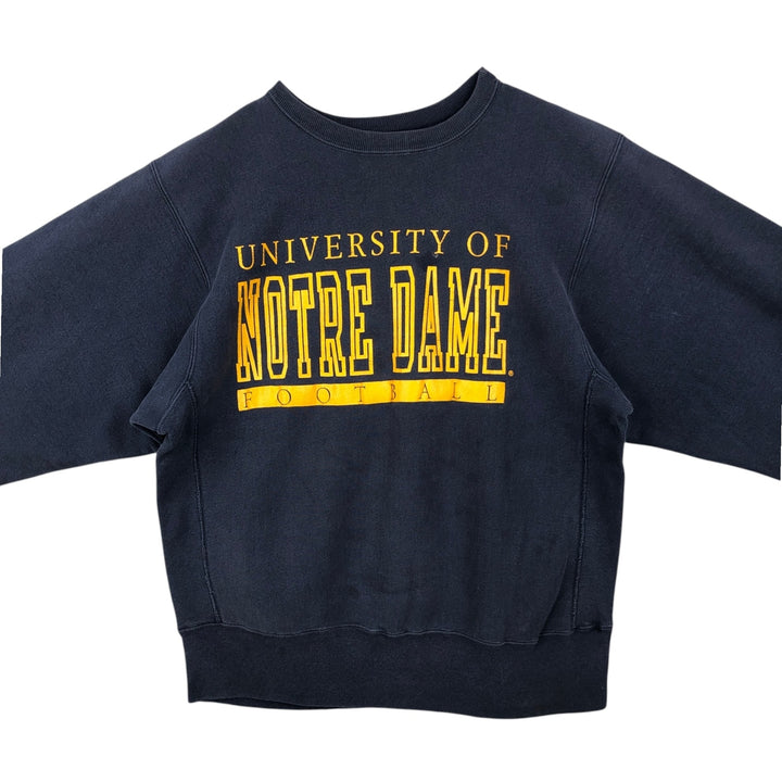 90'S Champion Reverse Weave College Sweatshirt, Made in USA, Men's Size L (Equivalent), Vintage cotton navy blue type Vintage Second Hand