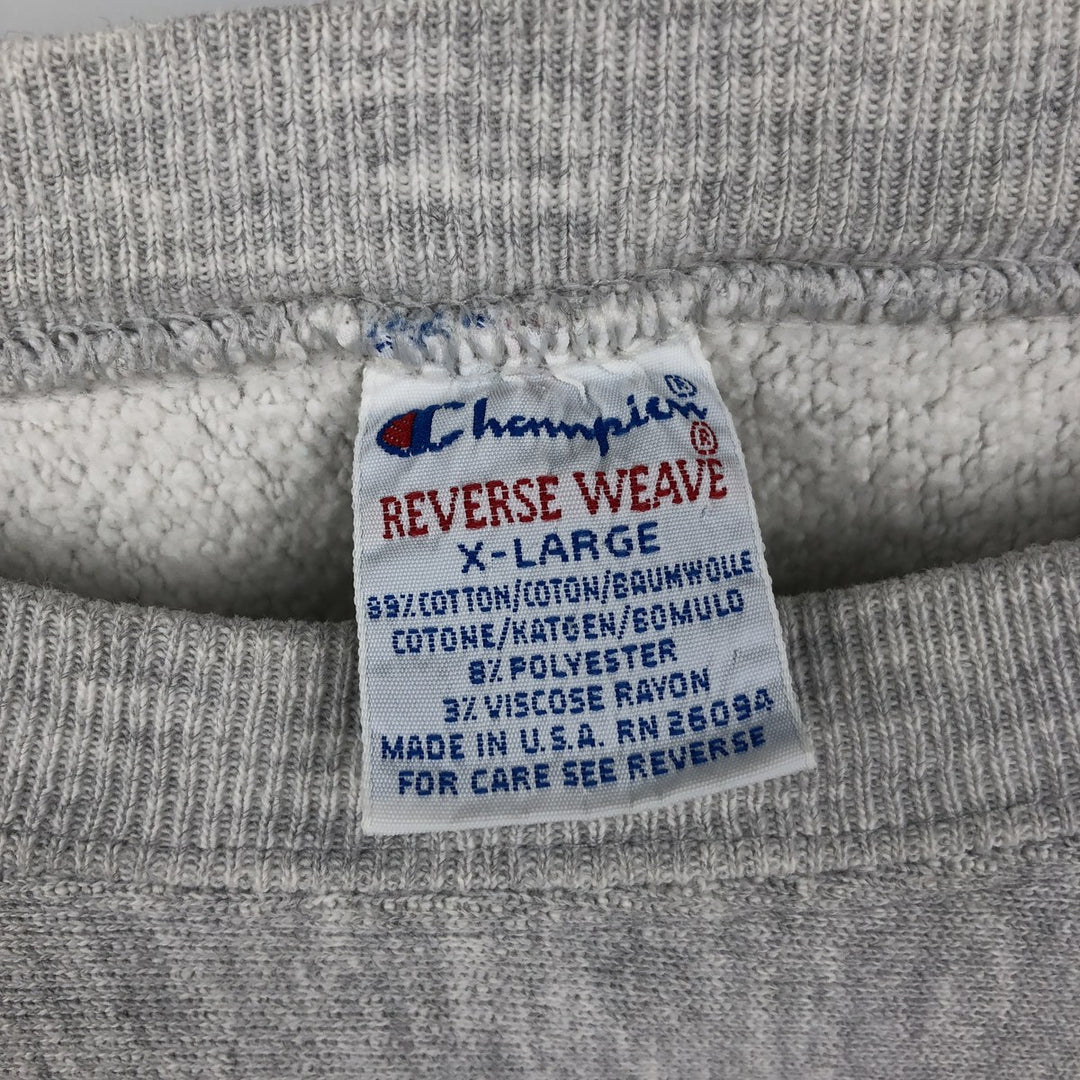 90'S Champion Reverse Weave College Sweatshirt, Made in USA, Men's XL, Vintage cotton gray type Vintage Second Hand