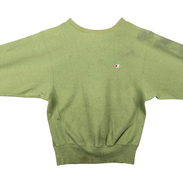 90'S Champion Reverse Weave Embroidered Tag One Point Logo Sweatshirt Trainer Made in USA Men's M cotton Khaki type sage green Vintage Second Hand