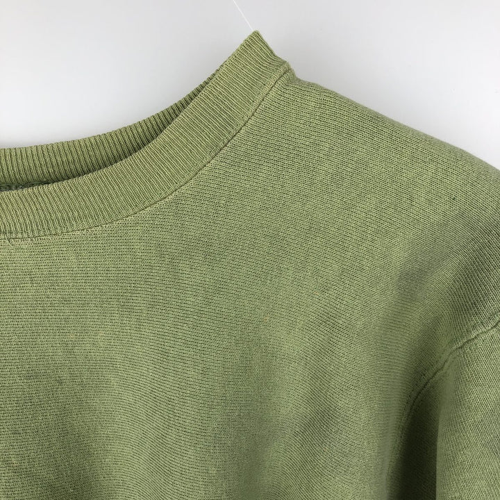 90'S Champion Reverse Weave Embroidered Tag One Point Logo Sweatshirt Trainer Made in USA Men's M cotton Khaki type sage green Vintage Second Hand