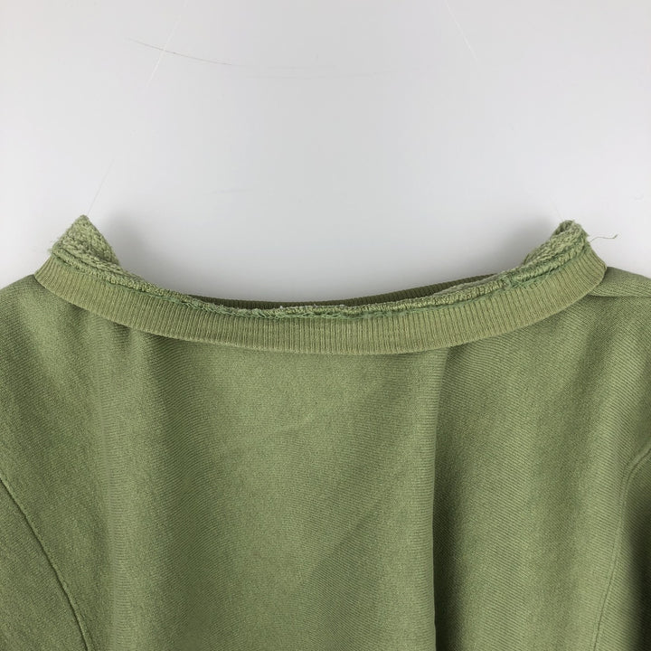 90'S Champion Reverse Weave Embroidered Tag One Point Logo Sweatshirt Trainer Made in USA Men's M cotton Khaki type sage green Vintage Second Hand