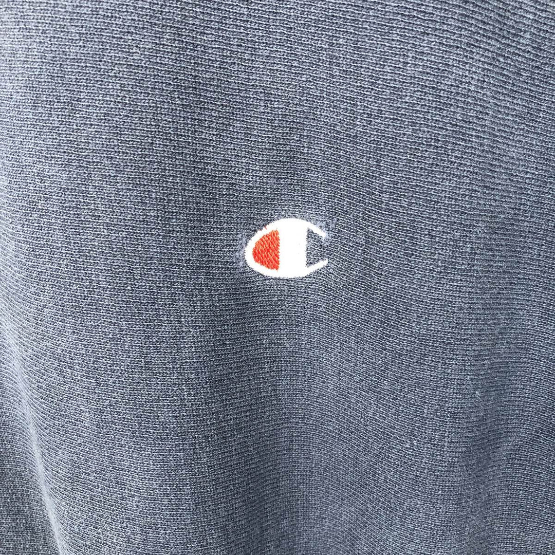 90'S Champion Reverse Weave Embroidered Tag One Point Logo Sweatshirt Trainer Made in USA Men's L size cotton navy blue type Vintage Second Hand