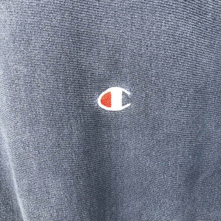 90'S Champion Reverse Weave Embroidered Tag One Point Logo Sweatshirt Trainer Made in USA Men's L size cotton navy blue type Vintage Second Hand