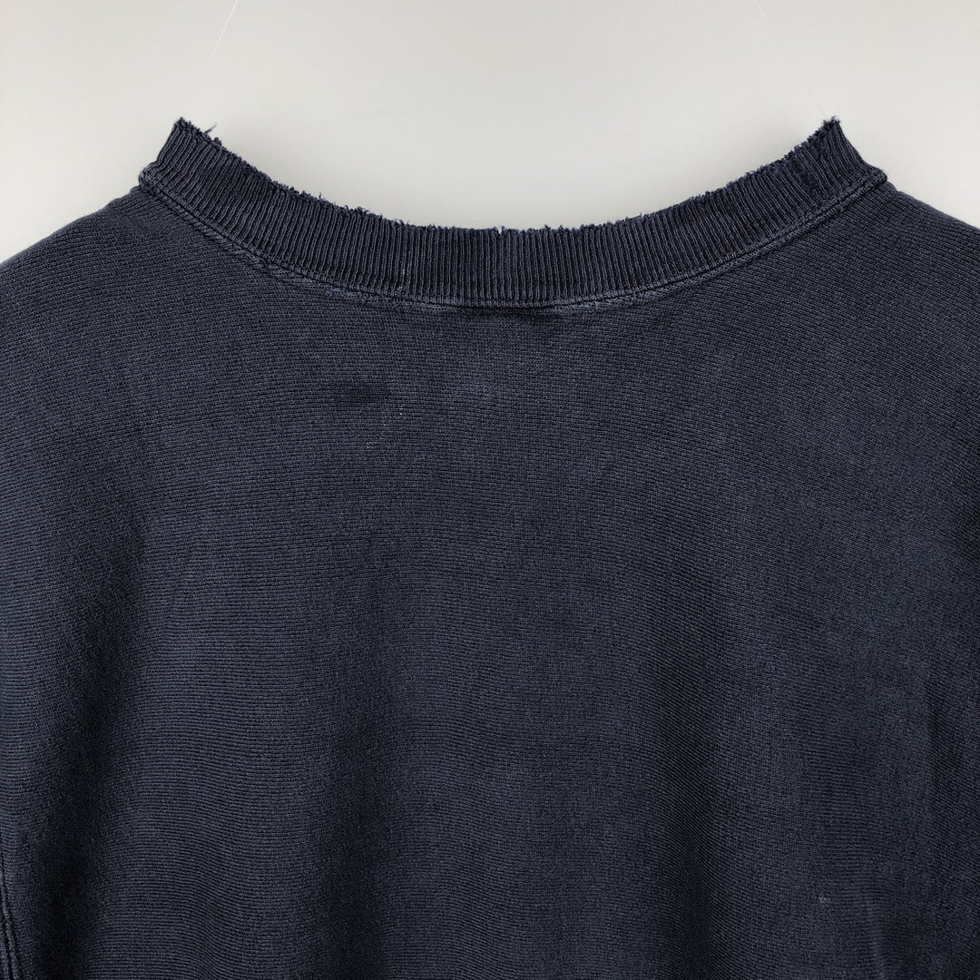 90'S Champion Reverse Weave Embroidered Tag One Point Logo Sweatshirt Trainer Made in USA Men's L size cotton navy blue type Vintage Second Hand