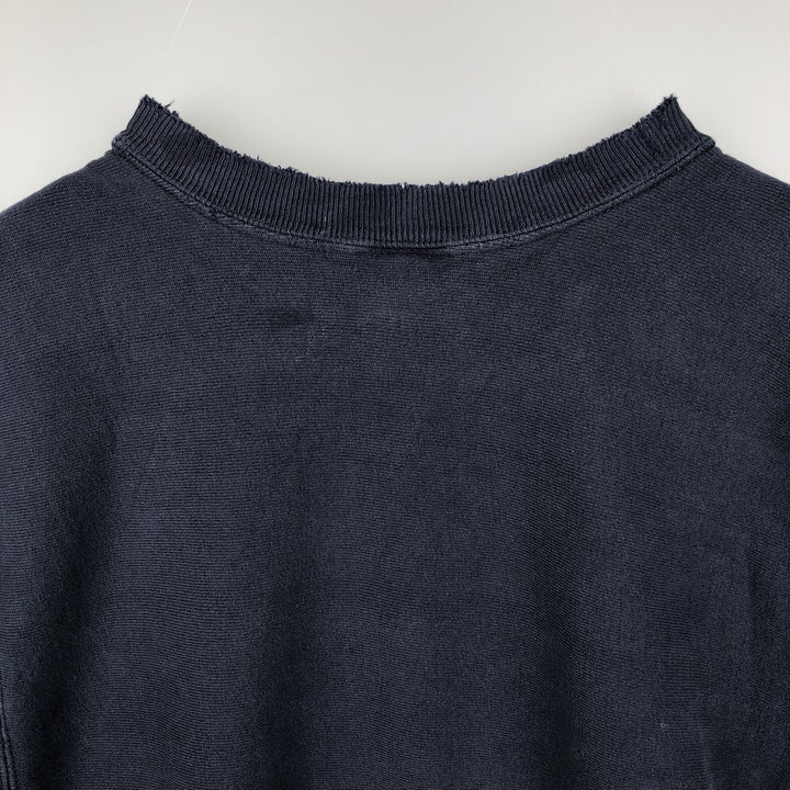 90'S Champion Reverse Weave Embroidered Tag One Point Logo Sweatshirt Trainer Made in USA Men's L size cotton navy blue type Vintage Second Hand
