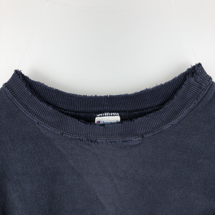 90'S Champion Reverse Weave Embroidered Tag One Point Logo Sweatshirt Trainer Made in USA Men's L size cotton navy blue type Vintage Second Hand