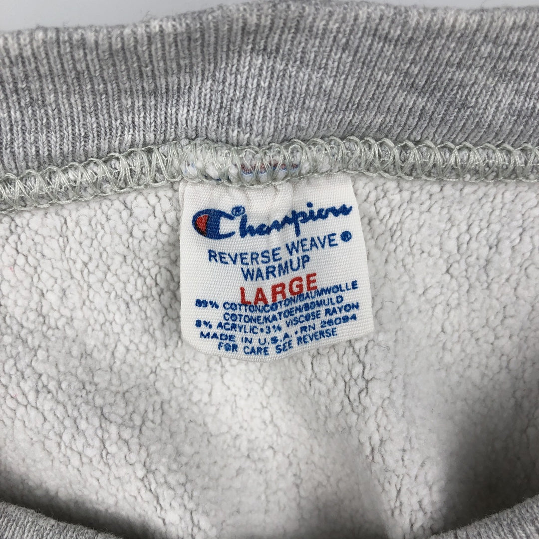 80'S Champion Reverse Weave Tricot Tag College Sweatshirt, Made in USA, Men's L, Vintage cotton gray type Vintage Second Hand