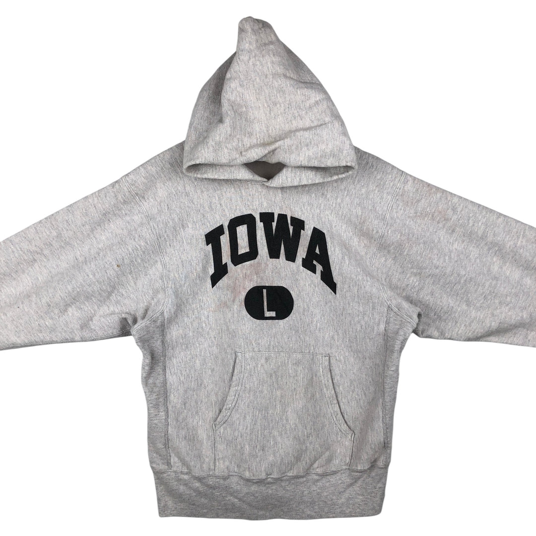 90'S Champion Reverse Weave Embroidered Tag University of Iowa Sweatshirt Pullover Hoodie, Made in USA, Men's Size L (approx.) cotton gray type Vintage Second Hand