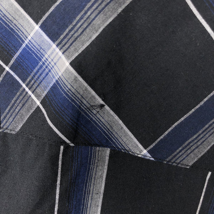 Wrangler Check Pattern Long-Sleeve Western Shirt, Men's Size L (approx.) unclear black type Vintage Second Hand