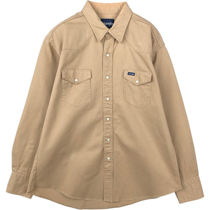 Wrangler Long-Sleeve Western Shirt, Men's Size XL (approx.) cotton Beige type Vintage Second Hand