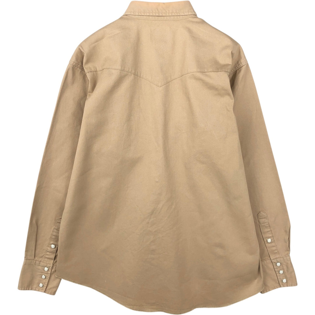Wrangler Long-Sleeve Western Shirt, Men's Size XL (approx.) cotton Beige type Vintage Second Hand