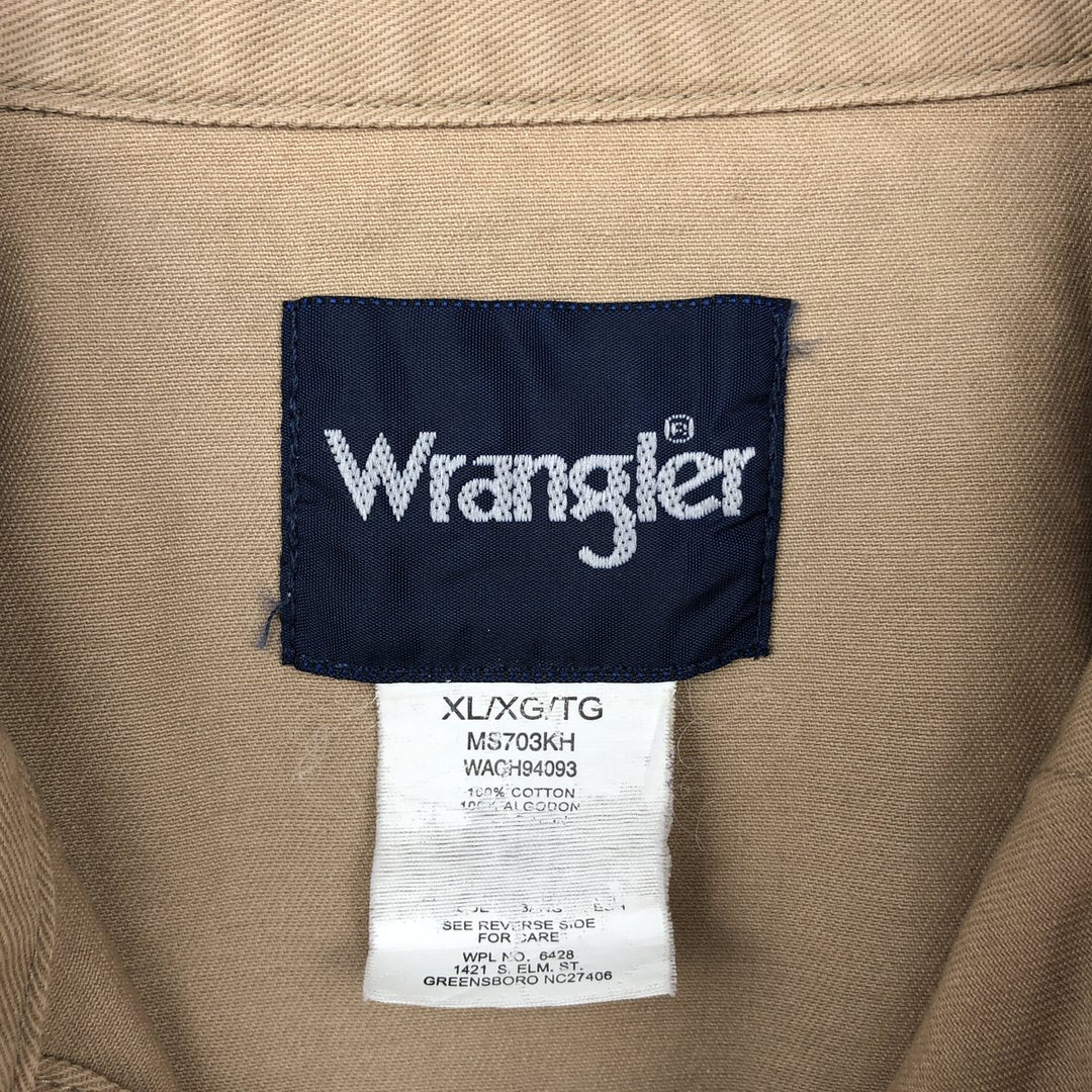 Wrangler Long-Sleeve Western Shirt, Men's Size XL (approx.) cotton Beige type Vintage Second Hand