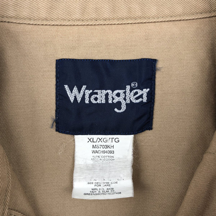 Wrangler Long-Sleeve Western Shirt, Men's Size XL (approx.) cotton Beige type Vintage Second Hand