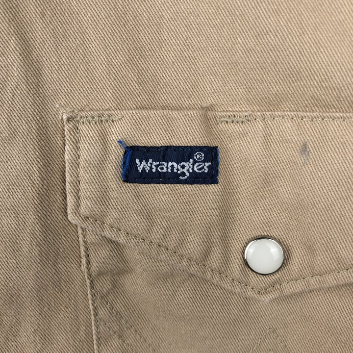 Wrangler Long-Sleeve Western Shirt, Men's Size XL (approx.) cotton Beige type Vintage Second Hand