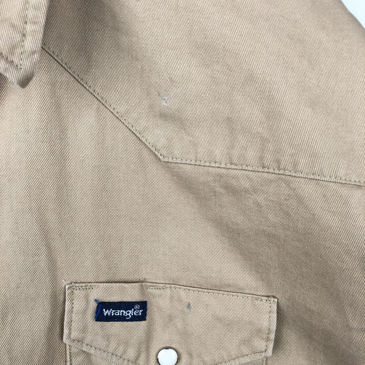 Wrangler Long-Sleeve Western Shirt, Men's Size XL (approx.) cotton Beige type Vintage Second Hand