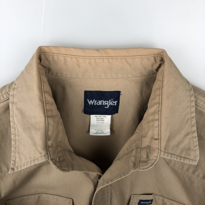 Wrangler Long-Sleeve Western Shirt, Men's Size XL (approx.) cotton Beige type Vintage Second Hand