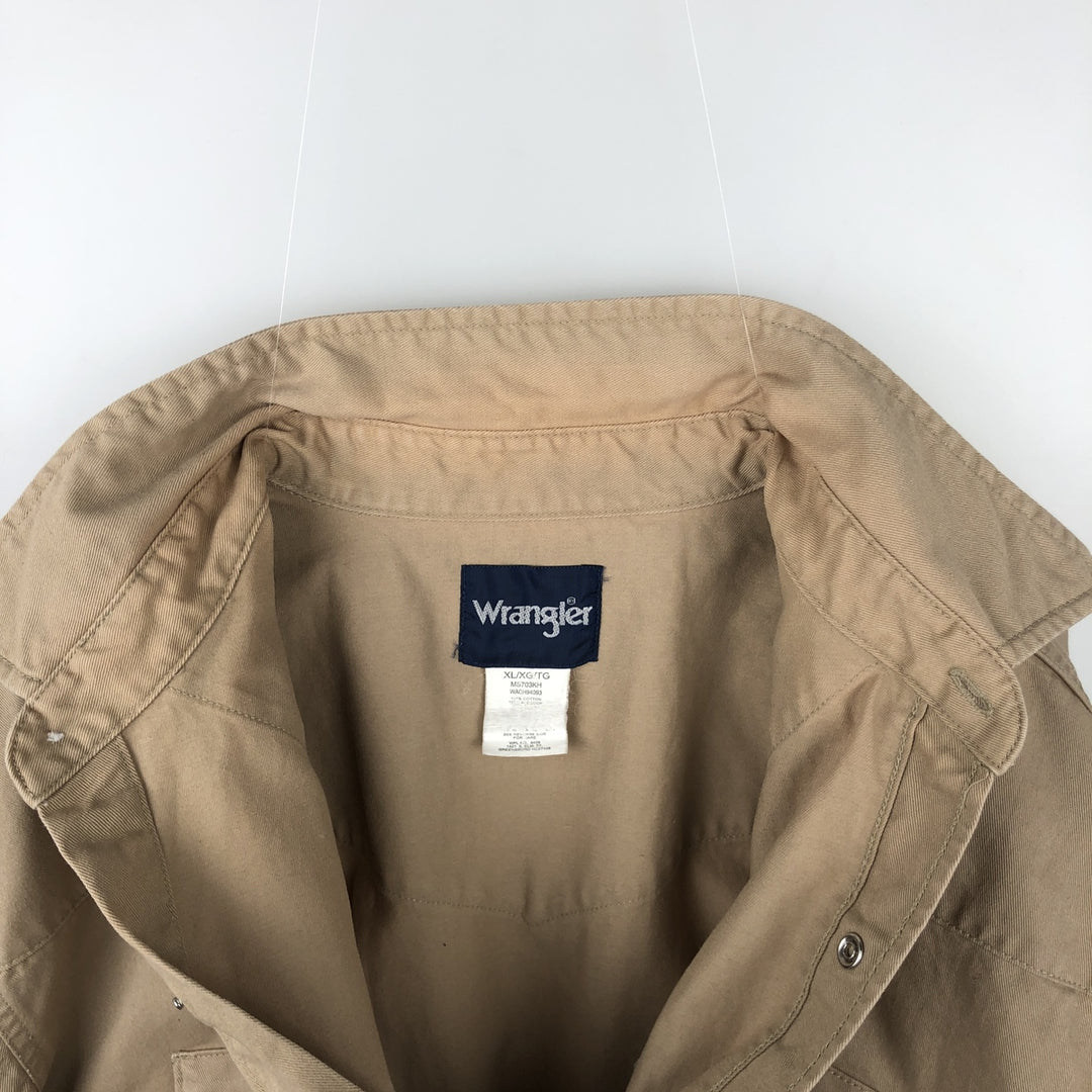 Wrangler Long-Sleeve Western Shirt, Men's Size XL (approx.) cotton Beige type Vintage Second Hand