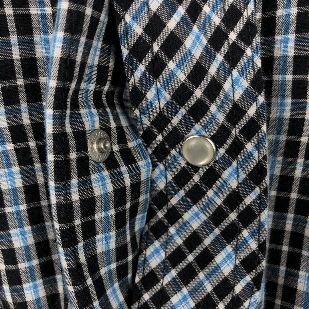 Wrangler Check Pattern Long-Sleeve Western Shirt, Men's Size M (approx.) cotton Blue type light blue Vintage Second Hand