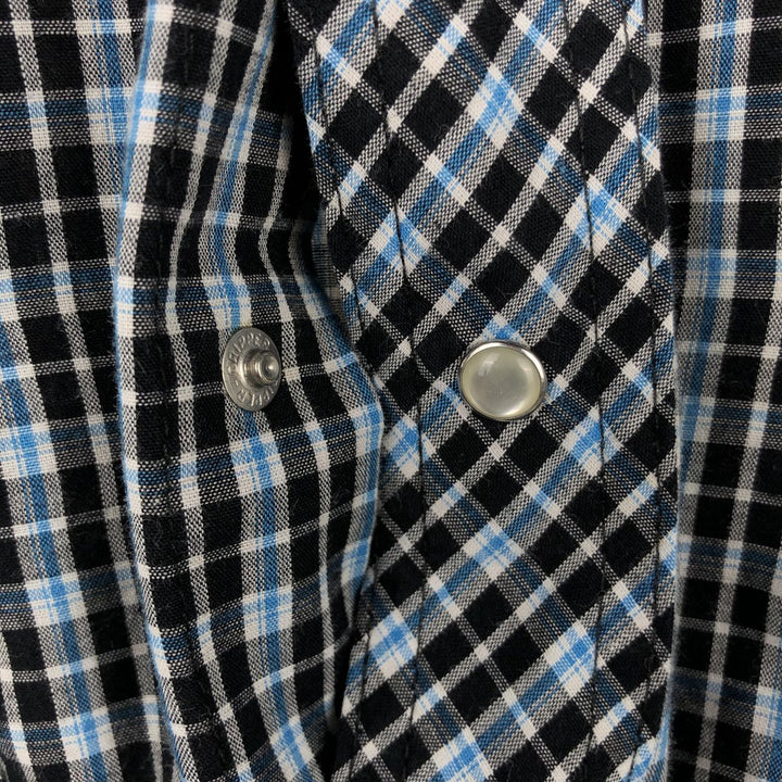 Wrangler Check Pattern Long-Sleeve Western Shirt, Men's Size M (approx.) cotton Blue type light blue Vintage Second Hand
