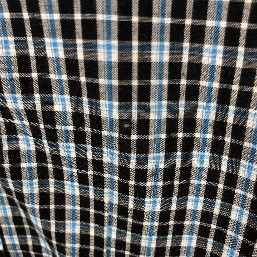 Wrangler Check Pattern Long-Sleeve Western Shirt, Men's Size M (approx.) cotton Blue type light blue Vintage Second Hand