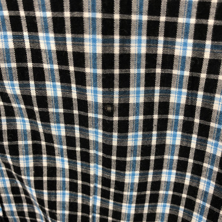 Wrangler Check Pattern Long-Sleeve Western Shirt, Men's Size M (approx.) cotton Blue type light blue Vintage Second Hand