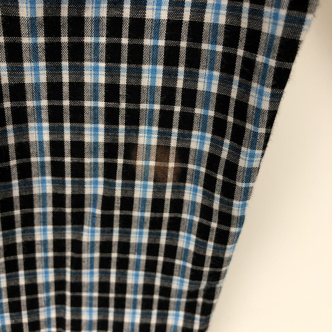 Wrangler Check Pattern Long-Sleeve Western Shirt, Men's Size M (approx.) cotton Blue type light blue Vintage Second Hand