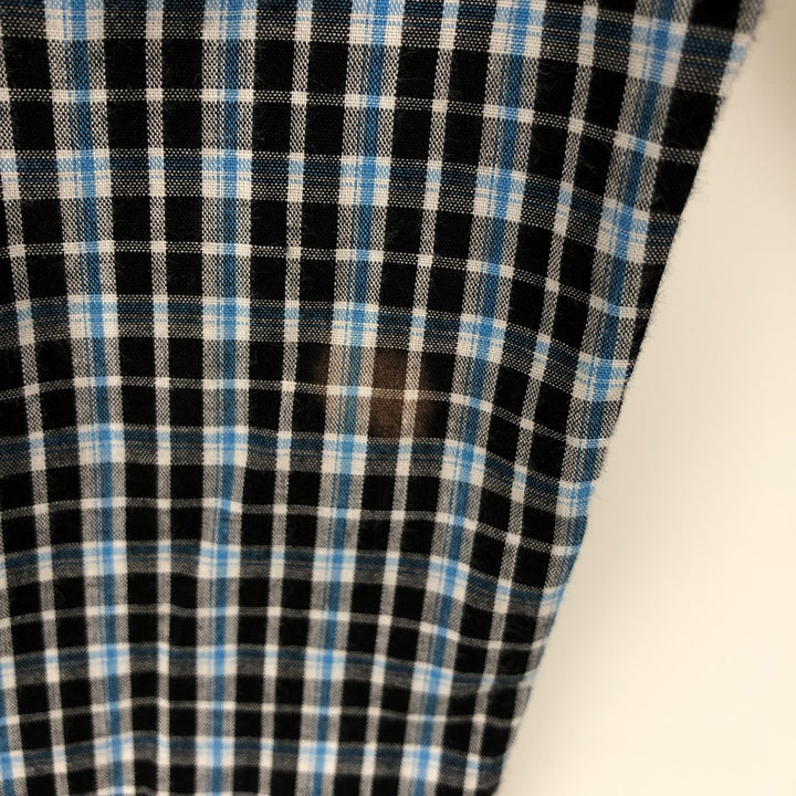 Wrangler Check Pattern Long-Sleeve Western Shirt, Men's Size M (approx.) cotton Blue type light blue Vintage Second Hand