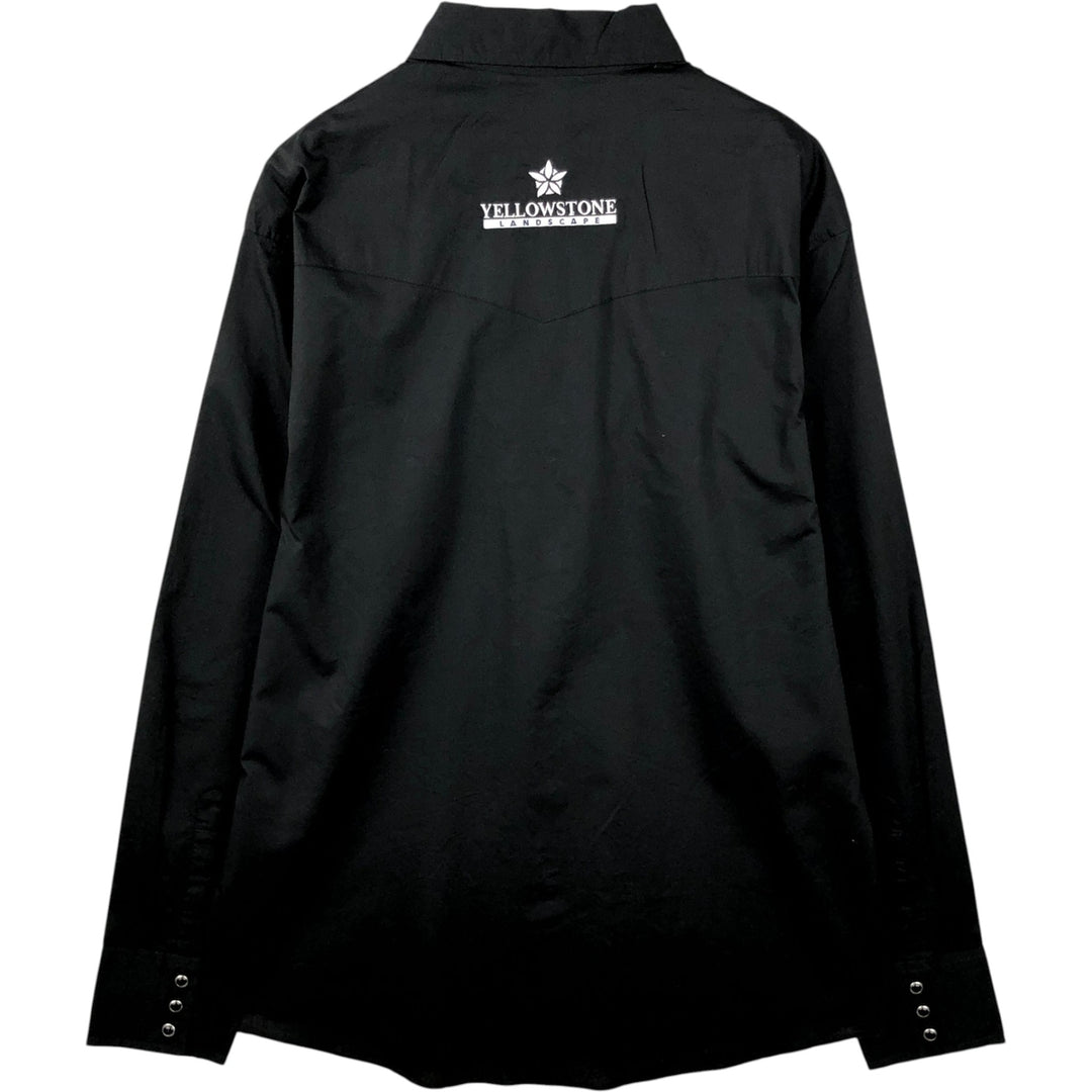 Wrangler Yellowstone Landscape Long-Sleeve Western Shirt, Men's Size L (approx.) cotton black type Vintage Second Hand