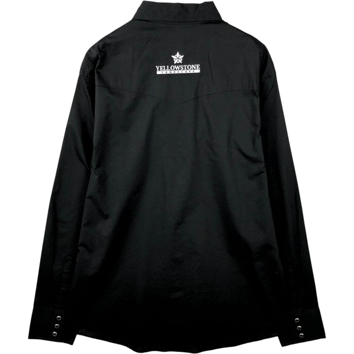 Wrangler Yellowstone Landscape Long-Sleeve Western Shirt, Men's Size L (approx.) cotton black type Vintage Second Hand