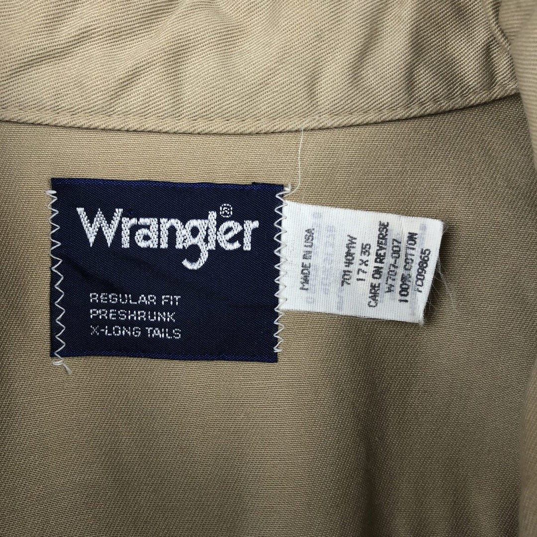 Wrangler Long-Sleeve Western Shirt, Made in USA, Men's Size XL (approx.) cotton Beige type Vintage Second Hand