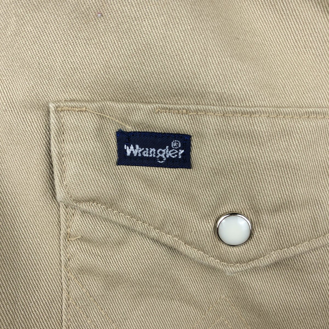 Wrangler Long-Sleeve Western Shirt, Made in USA, Men's Size XL (approx.) cotton Beige type Vintage Second Hand