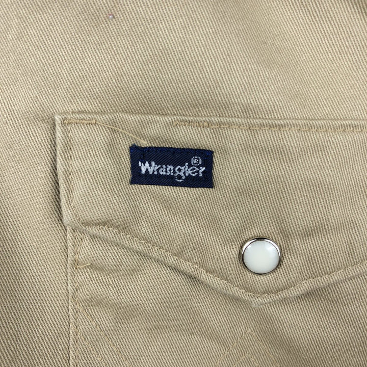 Wrangler Long-Sleeve Western Shirt, Made in USA, Men's Size XL (approx.) cotton Beige type Vintage Second Hand