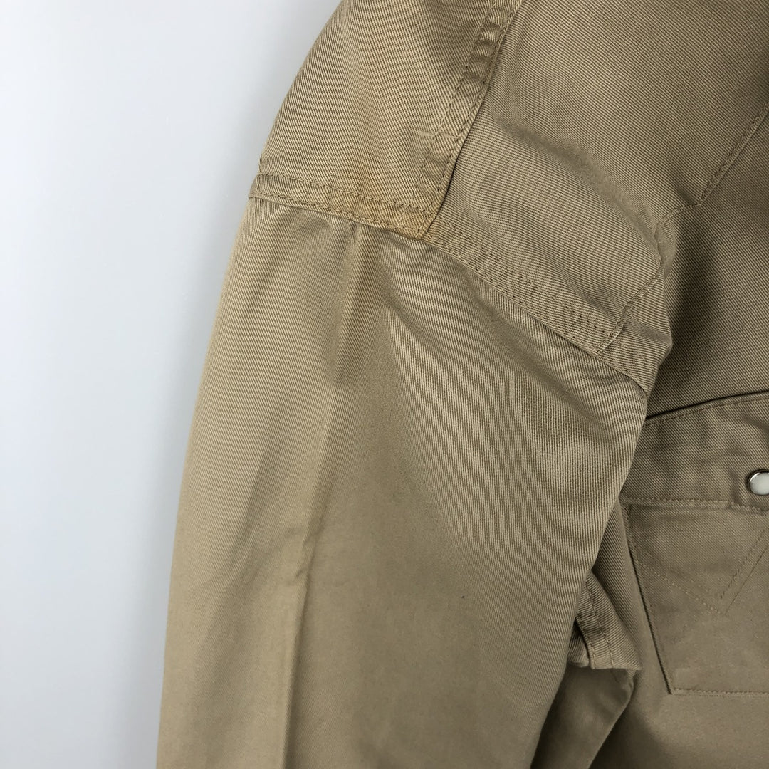 Wrangler Long-Sleeve Western Shirt, Made in USA, Men's Size XL (approx.) cotton Beige type Vintage Second Hand