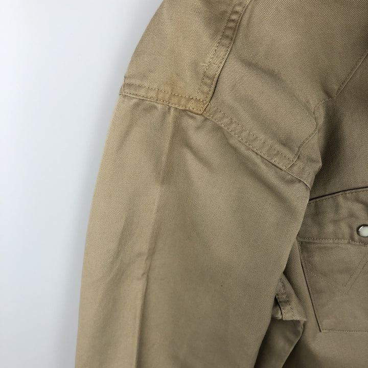 Wrangler Long-Sleeve Western Shirt, Made in USA, Men's Size XL (approx.) cotton Beige type Vintage Second Hand