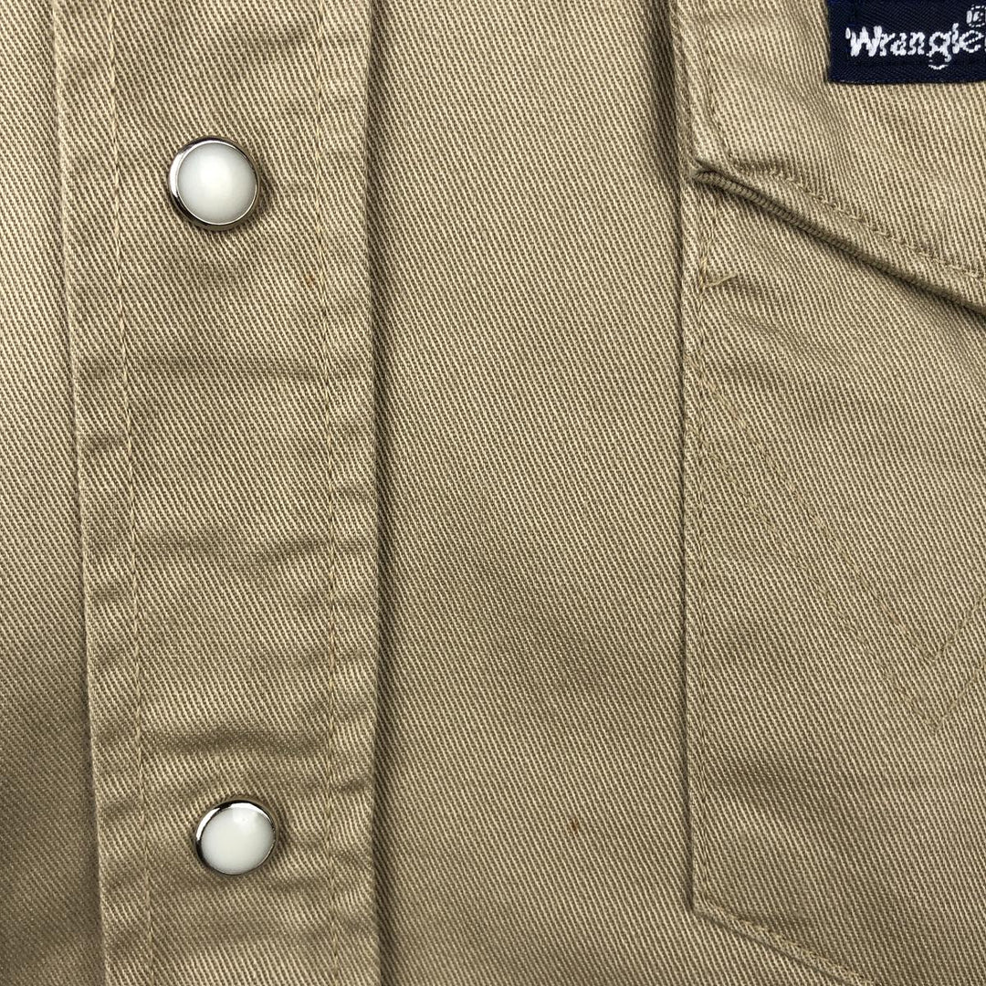Wrangler Long-Sleeve Western Shirt, Made in USA, Men's Size XL (approx.) cotton Beige type Vintage Second Hand