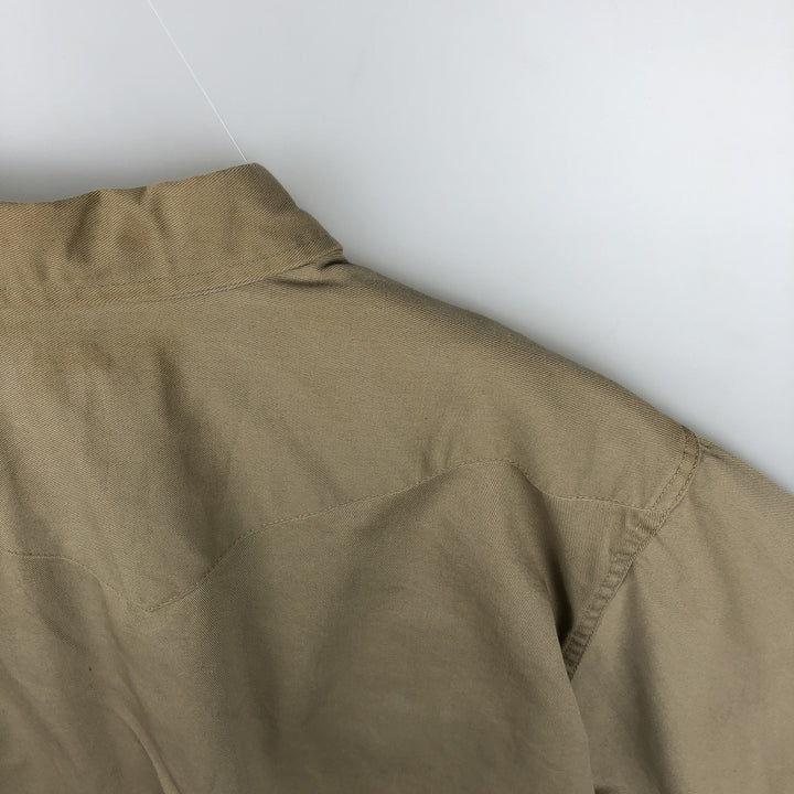 Wrangler Long-Sleeve Western Shirt, Made in USA, Men's Size XL (approx.) cotton Beige type Vintage Second Hand
