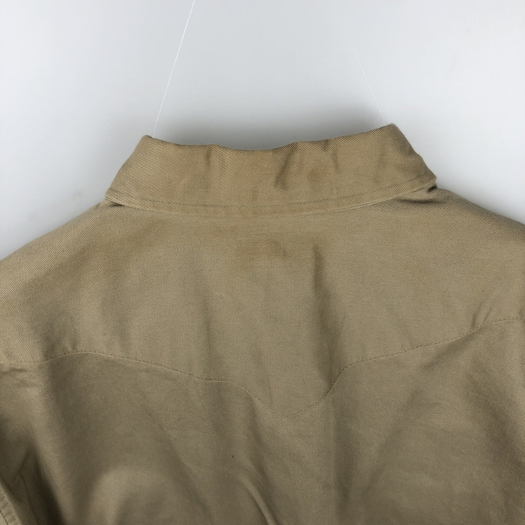 Wrangler Long-Sleeve Western Shirt, Made in USA, Men's Size XL (approx.) cotton Beige type Vintage Second Hand