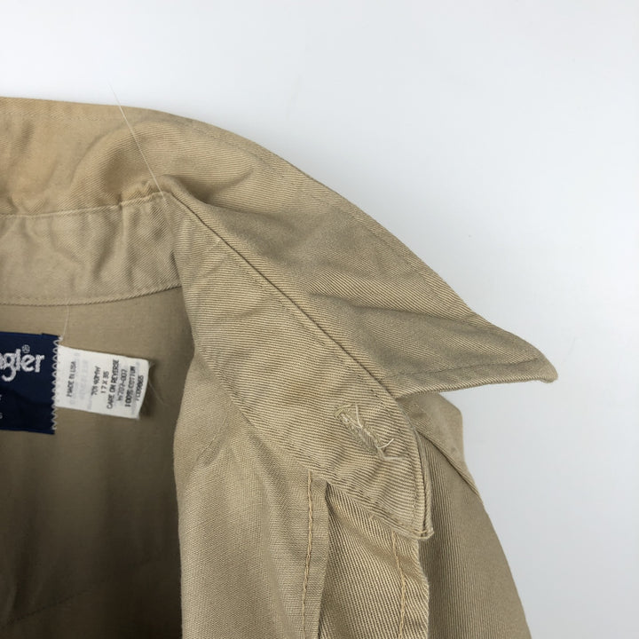 Wrangler Long-Sleeve Western Shirt, Made in USA, Men's Size XL (approx.) cotton Beige type Vintage Second Hand