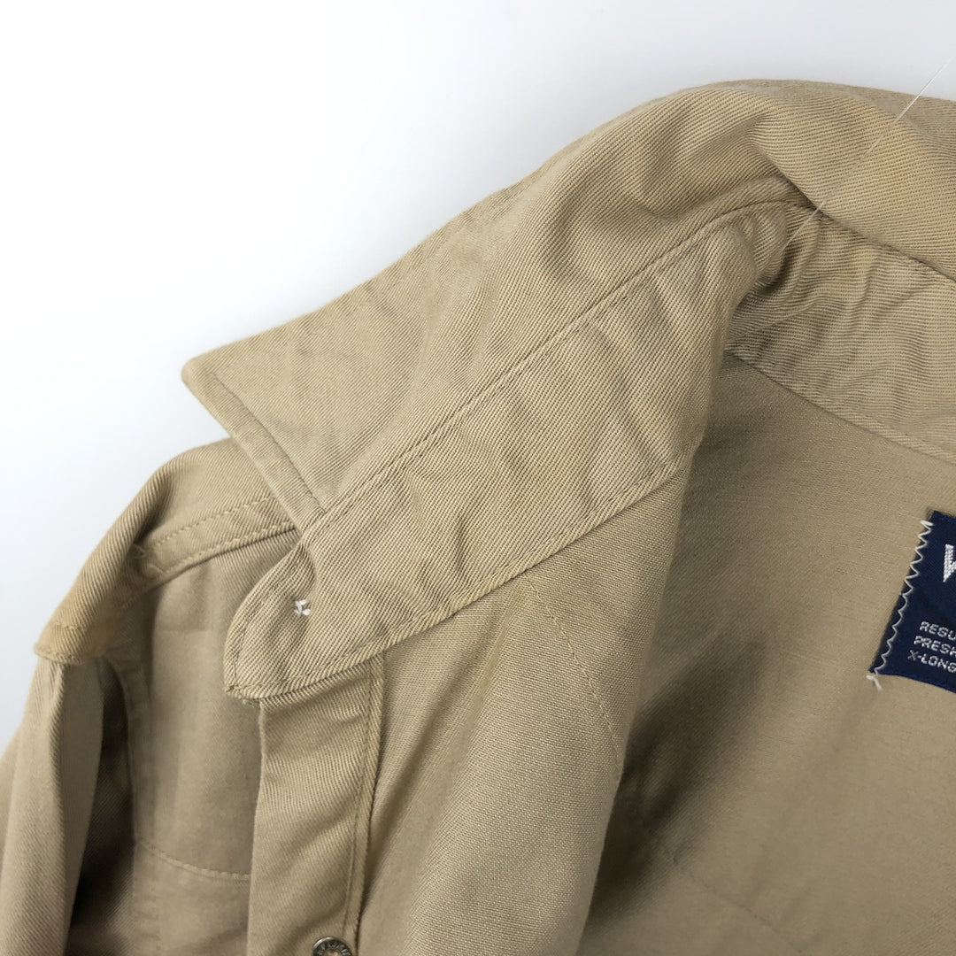 Wrangler Long-Sleeve Western Shirt, Made in USA, Men's Size XL (approx.) cotton Beige type Vintage Second Hand
