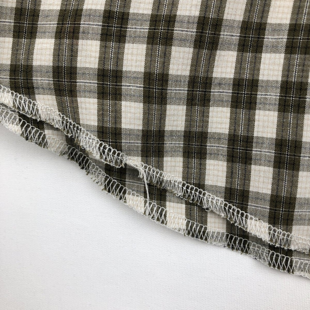 Wrangler Check Pattern Long-Sleeve Western Shirt, Men's Size M (approx.) cotton Khaki type Vintage Second Hand