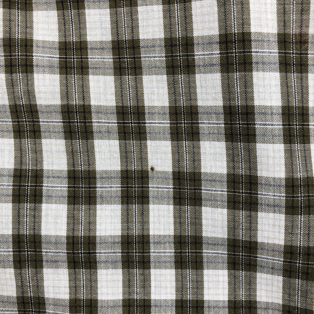 Wrangler Check Pattern Long-Sleeve Western Shirt, Men's Size M (approx.) cotton Khaki type Vintage Second Hand