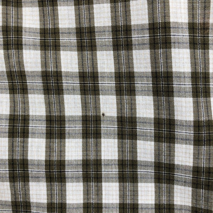Wrangler Check Pattern Long-Sleeve Western Shirt, Men's Size M (approx.) cotton Khaki type Vintage Second Hand