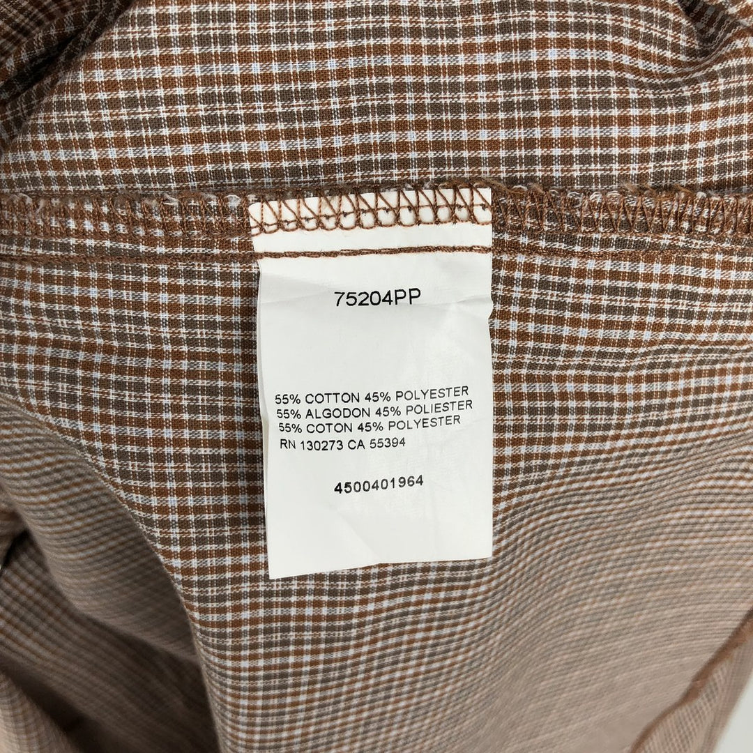 Wrangler Check Pattern Long Sleeve Western Shirt, Men's Size XL cotton brown type Vintage Second Hand