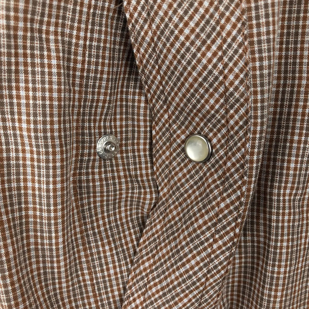 Wrangler Check Pattern Long Sleeve Western Shirt, Men's Size XL cotton brown type Vintage Second Hand